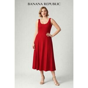 BR Banana Republic NEW Red Sleeveless Midi Dress Women’s Size 14 Elegant Classic